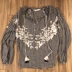 Zara checkered blouse